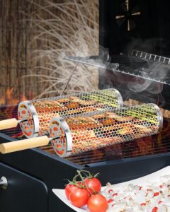 KALAHOL 2PCS Rolling Grill Baskets