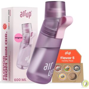 AIR UP® water bottle Gen2 original starter set with pods in 5 flavours I 600ml water bottle with sugar-free flavouring I dishwasher-safe