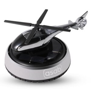 ASAB Helicopter Solar Powered Car Air Freshener Rotation Aromatherapy Creative Strong Car Perfume Diffuser Long Lasting Fragrance Aroma Helicopter Diffuser Eliminates Odour Car Smell Ornament (SILVER)