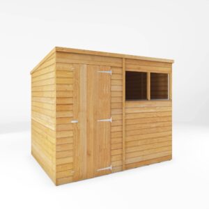 WALTONS | 8ft x 6ft Overlap Shed | Pent Roof | Windows | 8mm Overlapping Cladding | Single Door | Wooden Garden Outdoor Storage | 8x6 | 10 Year Anti Rot Guarantee
