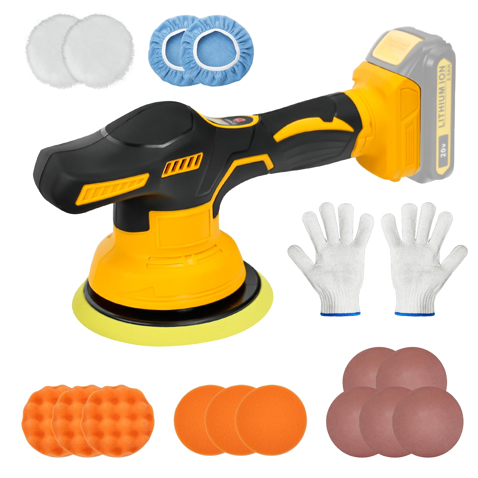 Cordless Car Buffer Polisher for Dewalt 18/21V Batteies,0-4500 RPM