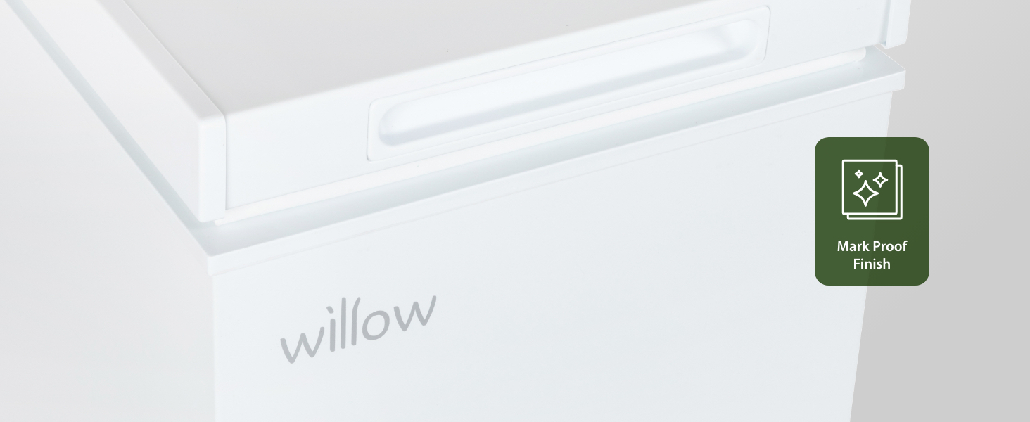 Willow WCF60W Freestanding 51L Chest Freezer with a mark proof finish