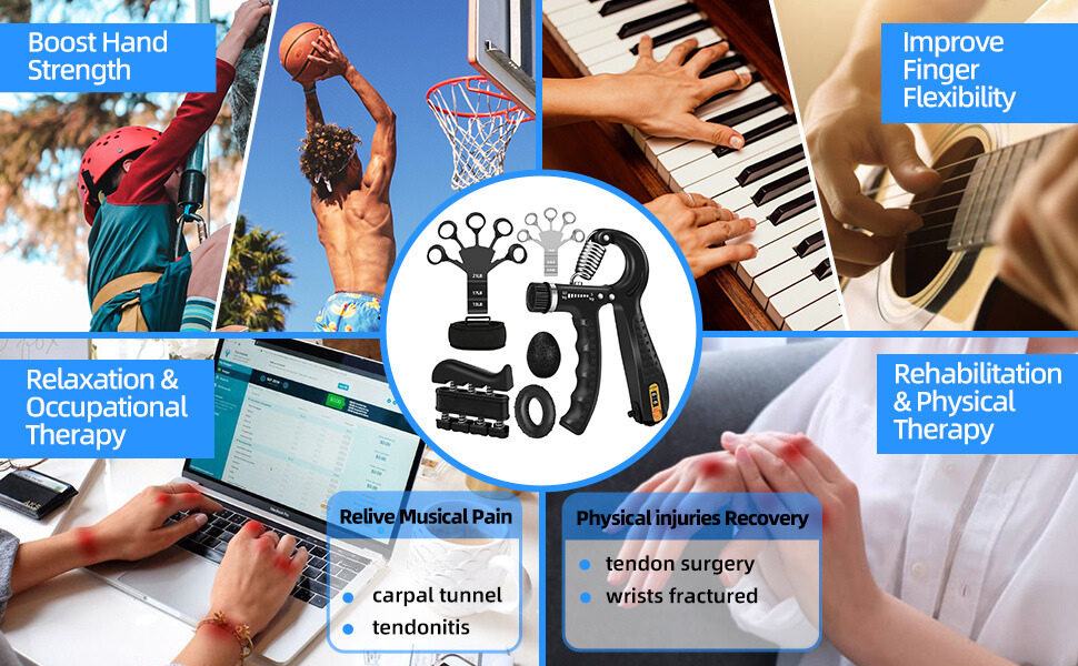 finger exerciser stress relief grip ring and grip ball