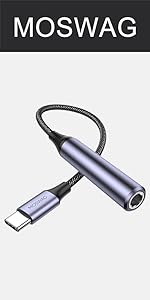 MOSWAG USB Type C to 6.35mm Headphone Adapter