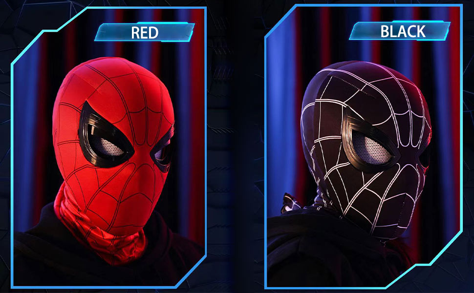 remote control spider black spiderman mask man moving eyes miles morales iron spider-man realistic