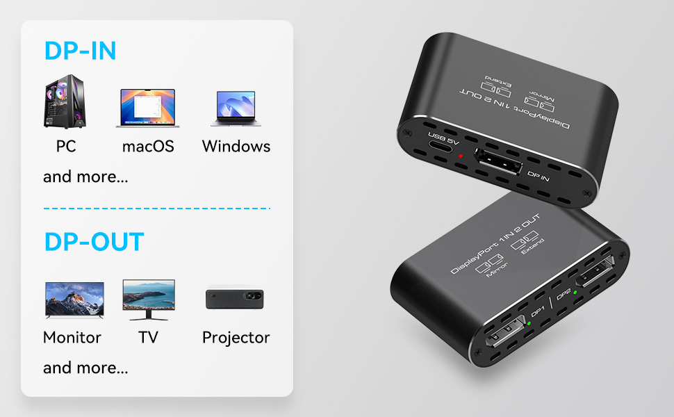 DisplayPort to Dual DisplayPort Splitter