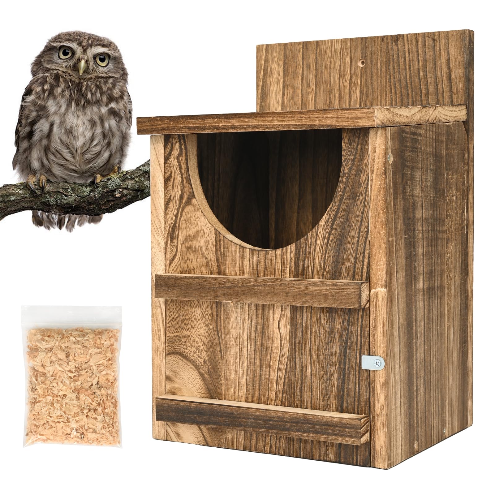 petour Owl House Wooden Bird House Cedar Nesting Box Prebuilt Owl Box For Outside Easy To Open Fronted For Many Different Species Of Garden Birds