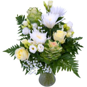 Homeland Florists Christmas Thank You Happy New Year White Fresh Flower Bouquet with Handwritten Card