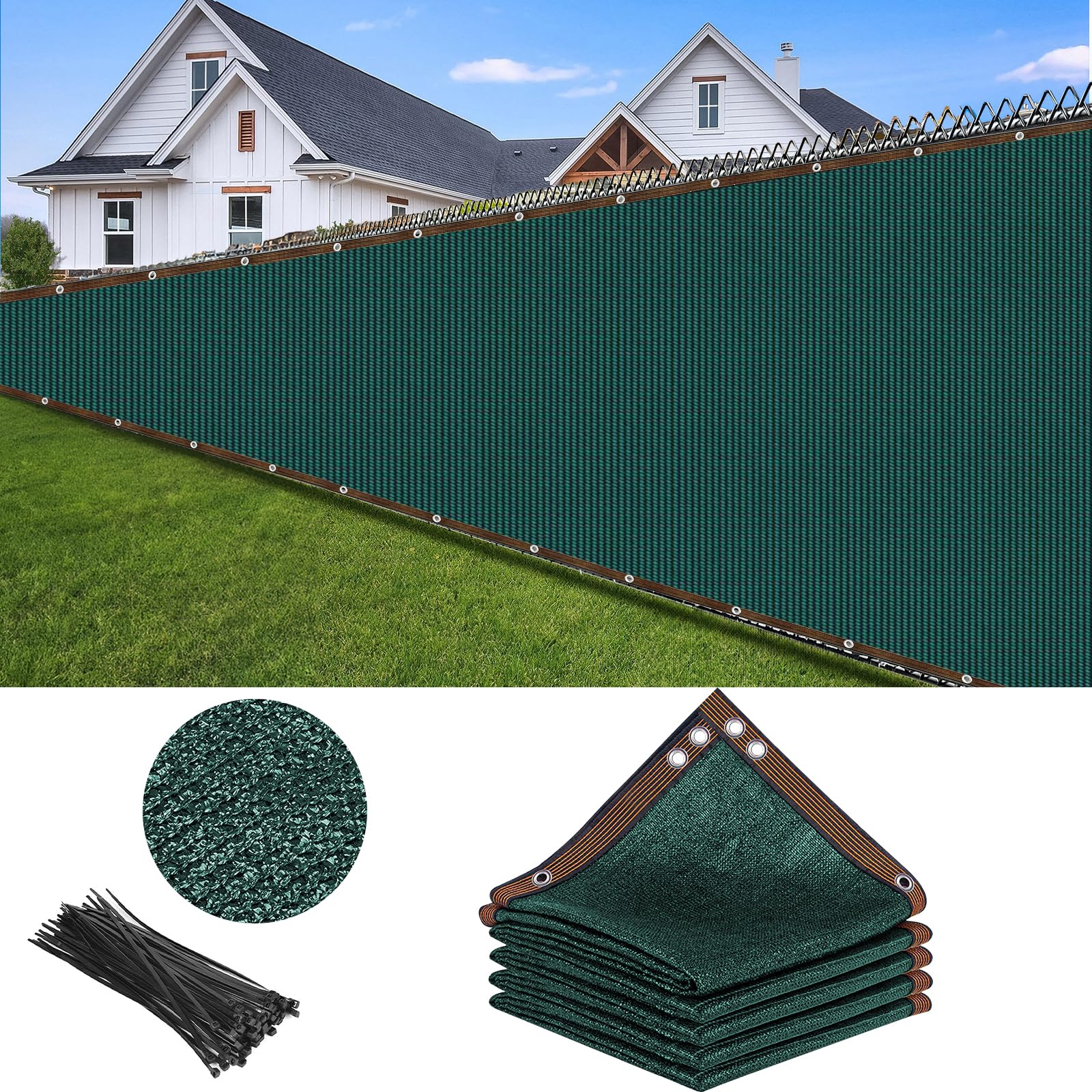 Privacy Fence Screen Green Garden Privacy Fence Panels Covering Chain Link Garden Fence Heavy Duty Garden Windscreen Fencing Mesh for Outdoor Balcony Backyard Deck Porch Patio (5 x 50 ft)