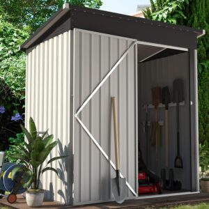 UNIONLINE Metal Shed| Garden Outdoor Storage Sheds | 150x86 cm | 5x3ft | Lockable Door | Small Outside Storage Box Waterproof | White