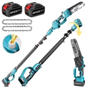 Seesii 2 in 1 Cordless 8 inch Pole Saw & Mini Chainsaw with 2 Battery