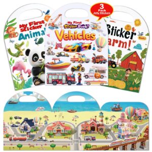 3-Pack Reusable Sticker Books for Toddlers 2-4 Years