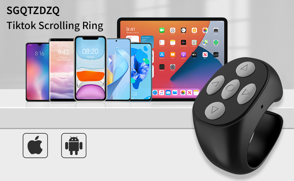iktok Scrolling Ring, Page Turner Remote Bluetooth Fingertip Wireless Bluetooth Remote Control