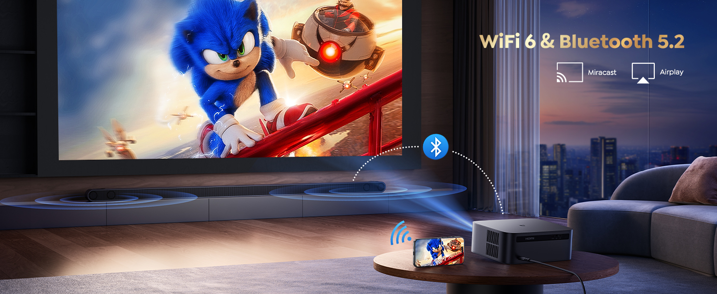 PUTRMIS K12 Projector WiFi 6 & Bluetooth 5.2