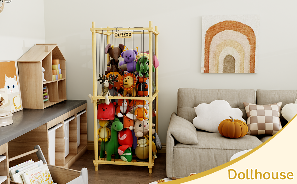 DUHARS Stuffed Animal Storage Zoo Wood Extra Large