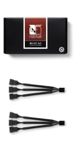 Noctua NA-SC1 Sx2, 3-Way Fan Splitter Cables, 4-Pin PWM (2-pack, 13cm, Black)