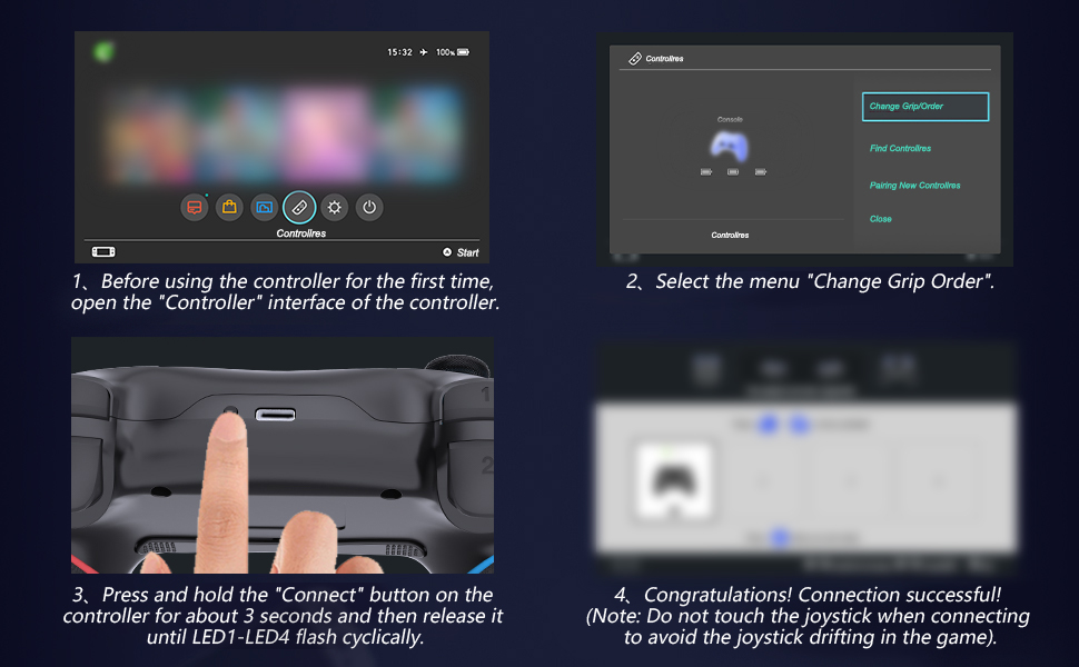 Wireless Switch Controller with 6-Axis Gyro, Double Shock, Turbo