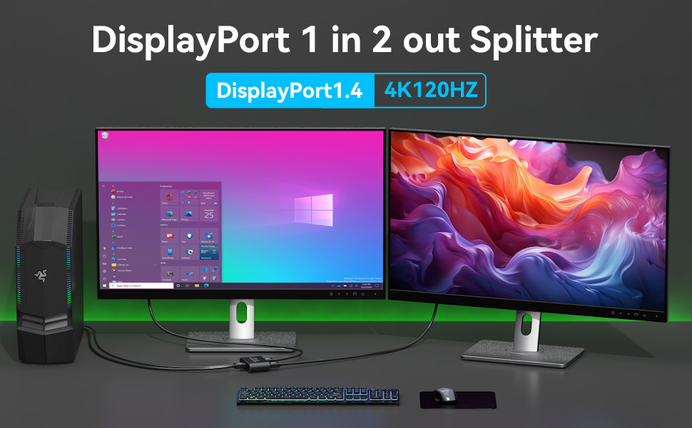 DisplayPort to Dual DisplayPort Splitter