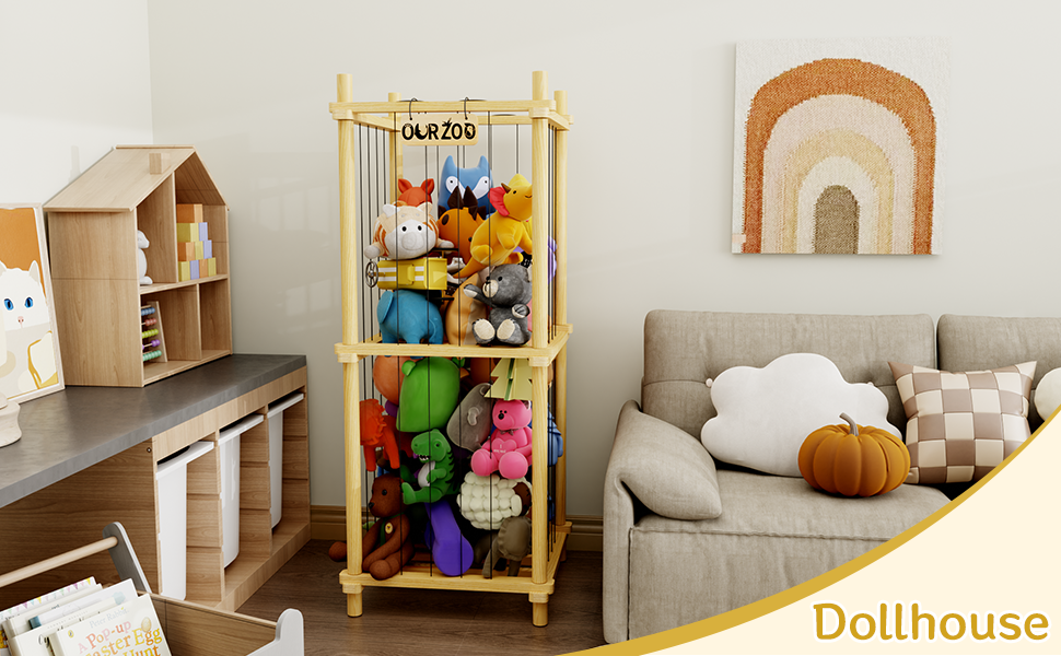 DUHARS Extra Large Wood Stuffed Animal Storage Zoo