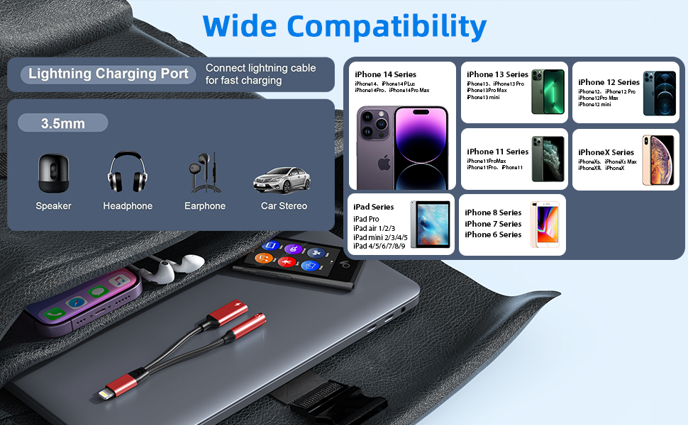 2-in-1 iPhone to 3.5mm Headphone Audio Jack and Charger Cable
