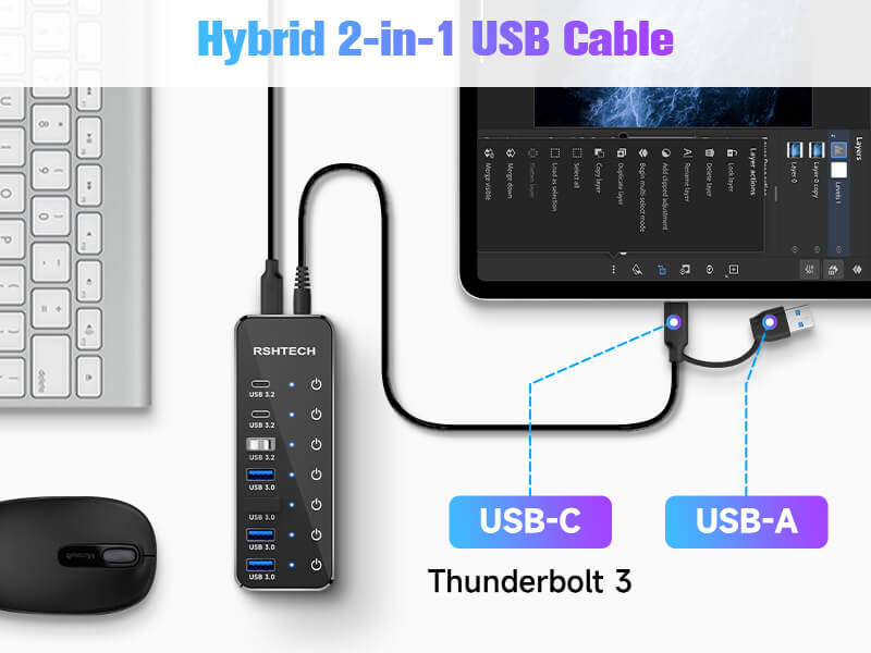 RSHTECH powered usb hub 3.0