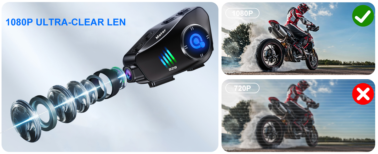 Motorcycle Helmet Headset with Camera 1080P