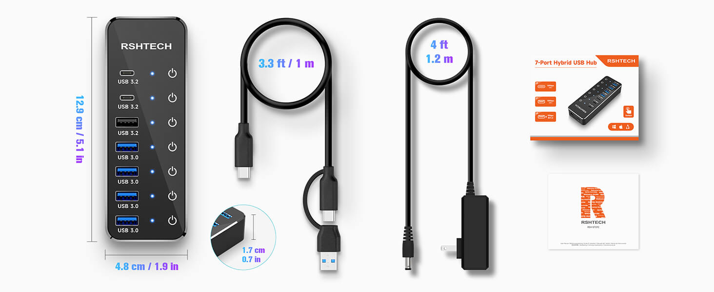 RSHTECH USB C HUB POWERED