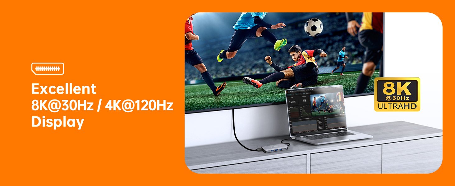 RM11 Pro Docking Station, laptop docking station, dual monitor, 8K@30Hz DP, 4K@60Hz HDMI
