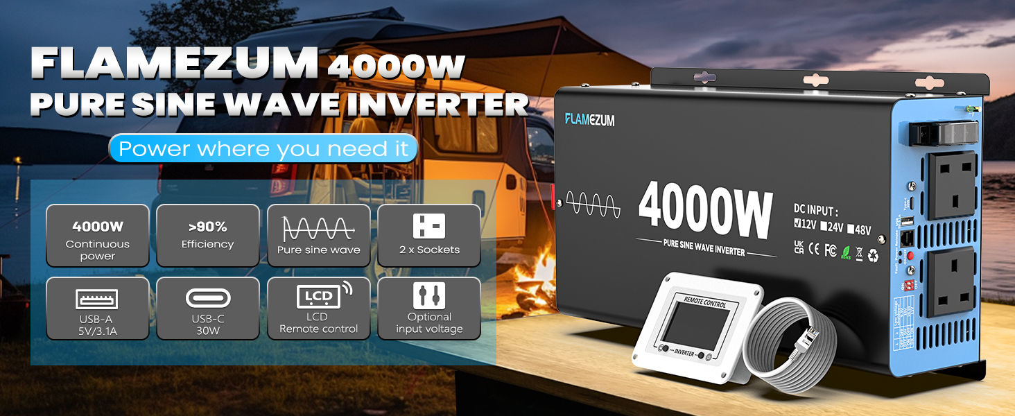 4000w Pure Sine Wave Inverter Power Inverter 12V to 240V