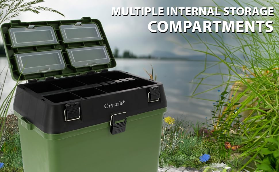 fishing tackle box seat with storage