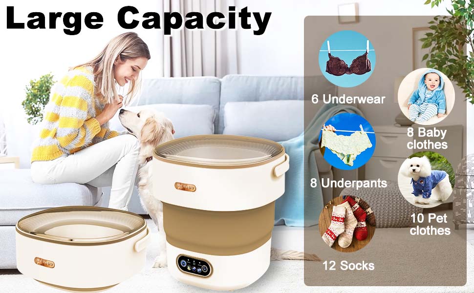 Portable Washing Machine, 13L New Model & Large Capacity, Mini Foldable Washer with Dryer,