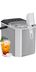 ice cube maker machine makers countertop portable silonn black silver 2 sizes bullet ice for home 2l