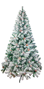 7ft Snow flocked Christmas tree with Pine Cones