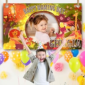 Personalised happy birthday kids party banner backdrop