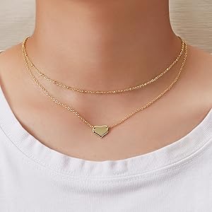 Gold Plated Double Layered Heart Necklace