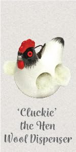 Wildlife World Farmyard Range - 'Cluckie' Hanging Ceramic Hen With Nesting Wool