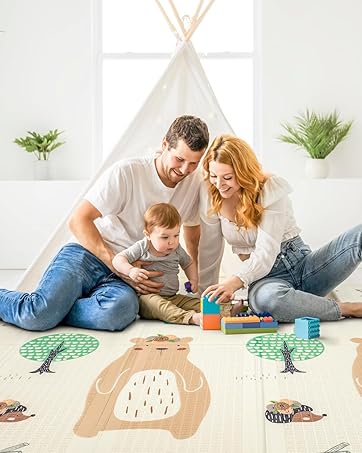 Glostravier Baby Play Mat with Hemmed Edges, Foldable Play Mat Waterproof, Thick Padded Foam Play...