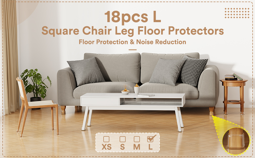 Square chair leg floor protectors