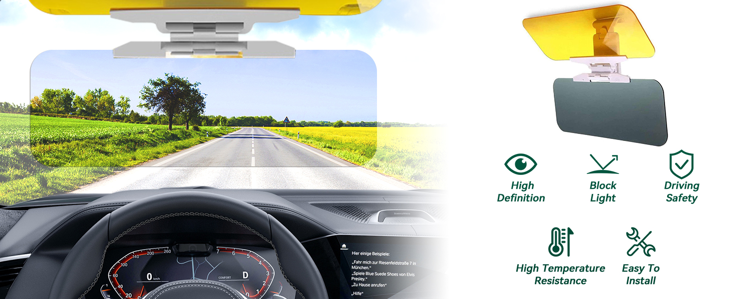 Sun Visor Extender for Car,2 in 1 Anti Glare HD Car Sun Visor Day Night Driving Sun Blocker