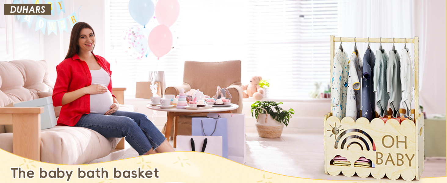 Wooden Baby Baskets for Baby Shower, Baby Shower Gift Basket