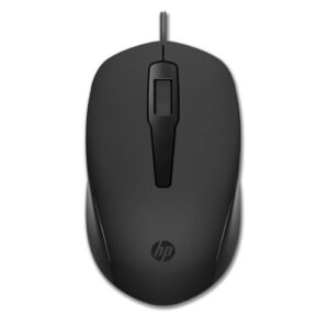 HP 150 Wired Mouse | USB Type-A | Multi-Surface Technology | 1600 DPI Optical Sensor | 3 buttons and scroll | Ambidextrous | Ergonomic | Black