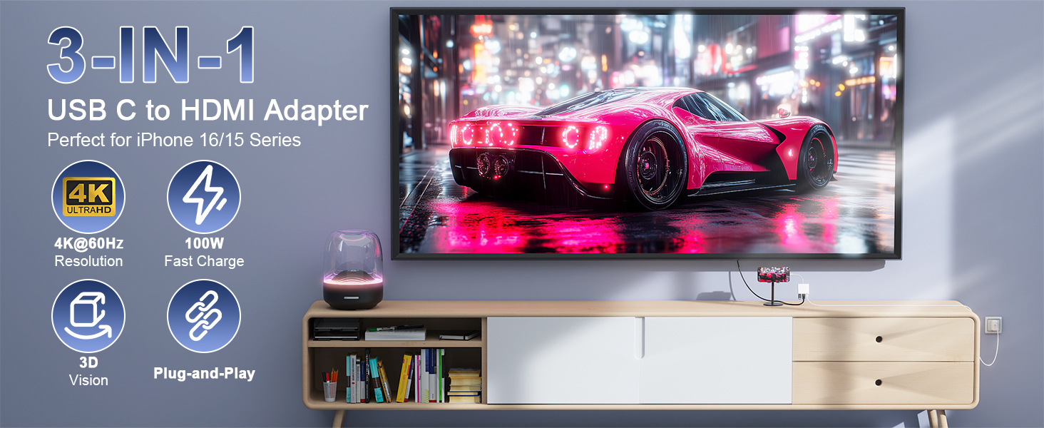 3 in 1 USB C to HDMI Multiport Adapter