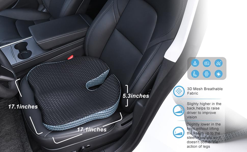 Car Wedge Seat Cushion Memory Foam Coccyx Orthopedic Seat Cushion Car Seat Pillow