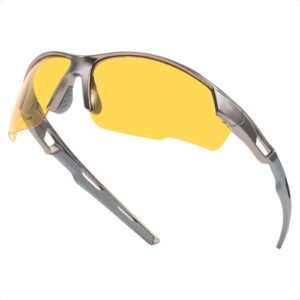 Myiaur Night Driving Glasses for Men&Women Polarised Yellow Anti Glare Night Vision Glasses Ideal for Nighttime Cycling & Running