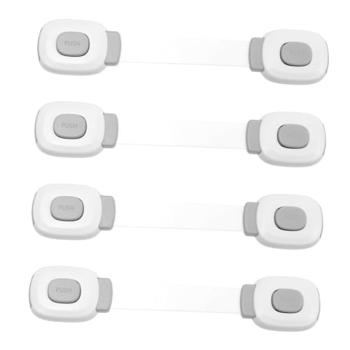 KOMBIUDA 4pcs Drawer Lock Drawer Latch Safety Latch Refrigerator Lock for Oven Combination Lock Safety Cabinet Straps Door Safety Locks Childproof Cabinet Latch Abs Grey