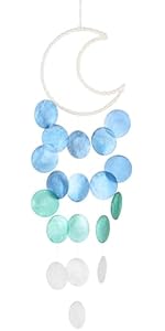 M METERXITY Shell Wind Chime for Outside, Moon Seashell Wind Chime Sea Glass Shell Wind Chime for...