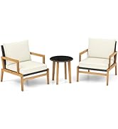 COSTWAY 3 PCS Rattan Furniture Set, String Patio Bistro Set with 2 Chairs and Glass Coffee Table,...