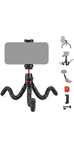 NEEWER Tripod for iPhone with Remote/Action Camera Mount Adapter/Phone Holder, Mini Flexible Came...