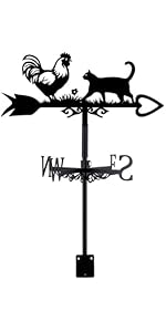 SUPERDANT Chicken Cat Weather Vane Flower Weathervanes Black Metal Wind Vanes Animal Weather Vane...