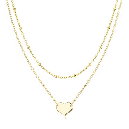 Philip Jones Gold Plated Double Layered Heart Necklace